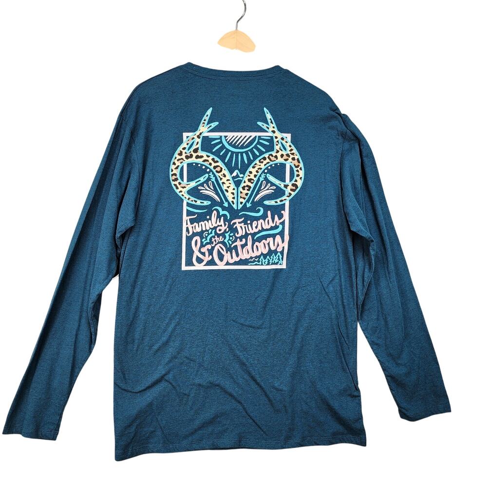 NWT Realtree Women’s XL Long Sleeve Blue T-Shirt Deer Antlers Logo Outdoor Camp - Picture 4 of 9